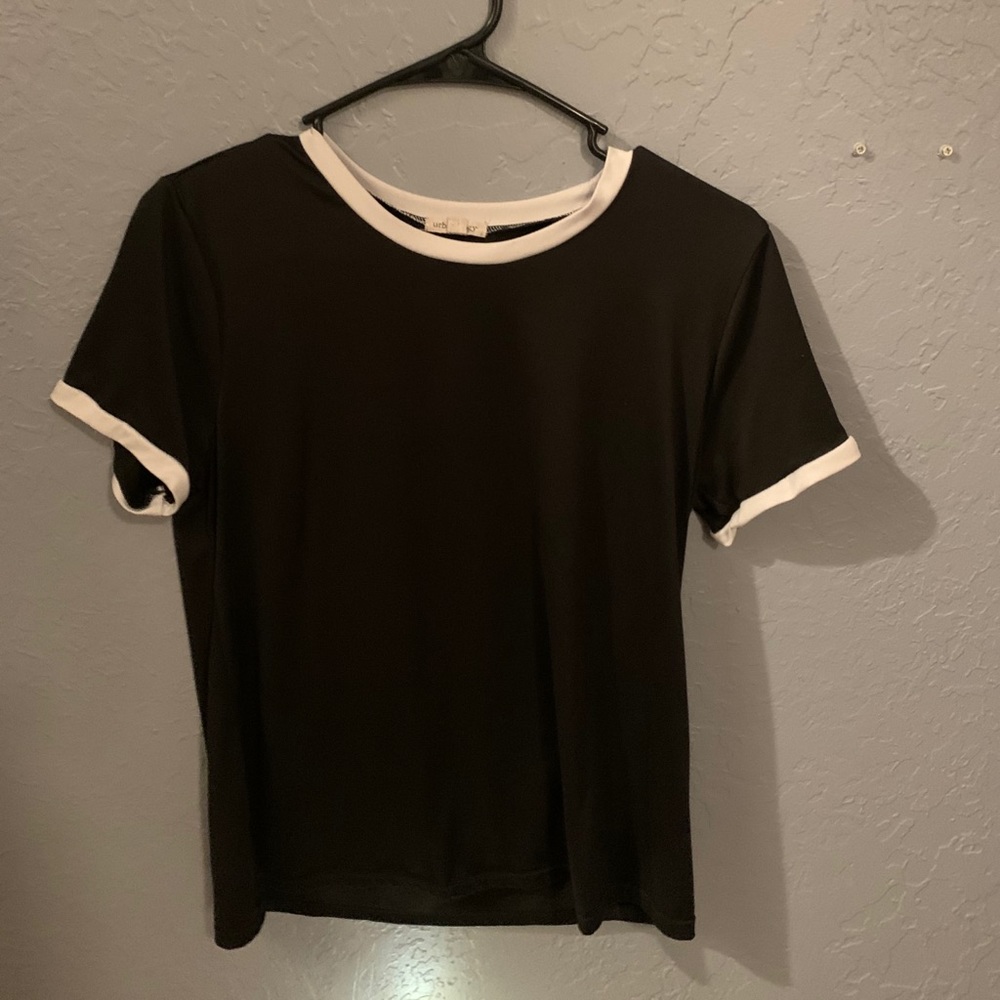 Black blouse with white neck and arm holes